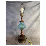 Table Lamp with Brass and Glass Components