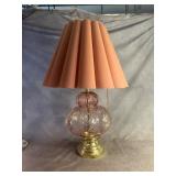 Pink Glass Table Lamp with Decorative Shade