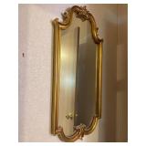 Gold Gilt Framed Wall Mirror with Scrolled Details