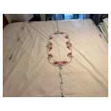 Embroidered Floral Tablecloth with Scalloped Edges
