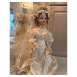 Porcelain Bride Doll with Satin Lace Gown