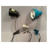 Three Adjustable Clip-On Lamps