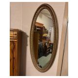 Oval Wall Mirror with Ornate Gilt Frame