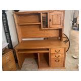 Oak Desk with Hutch, Drawer Storage, and Cabinet