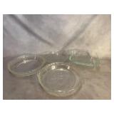 Pyrex Clear Glass Bakeware Lot, 4 Pieces