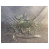 Glass Punch Bowl Set with Cups and Ladle