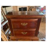 Two-Drawer Wooden Nightstand with Brass Pulls
