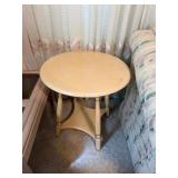 Round Cream-Colored Wooden Side Table