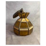 Glass and Metal Amber Stained Pendant Light