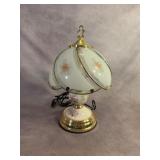 Brass and Glass Table Lamp with Floral Motif