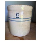 Stoneware Crock with Blue Stencil '2'