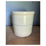 Stoneware Crock with Blue Horizontal Line