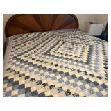 Patchwork Quilt with Blue and White Motif