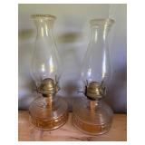 Clear Glass Oil Lamps with Brass Burners