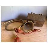Brass Hunting Horn and Etched Brass Box