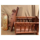 Wooden Magazine Holder and Decorative Wall Plaques