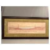Framed Golden Gate Bridge Technical Drawing