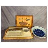 Lot: Stoneware, Ceramic Trays, and Rolling Pin