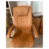 Adjustable Office Chair with Tan Upholstery