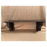Dark Wood Wall Shelf with Decorative Brackets