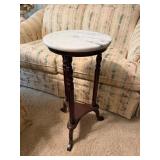 Round White Marble-Top Tripod Side Table