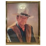 John Wayne Portrait Print in Glass Frame