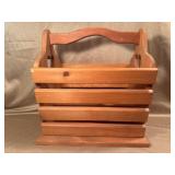 Wooden Slatted Basket with Heart Cutouts