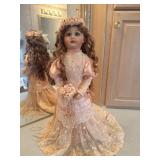Porcelain Doll in Pink Lace Dress