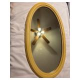 Oval Wall Mirror with Yellow Wooden Frame
