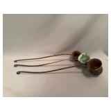 Three Brass and Copper Labeled Ladles