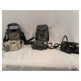 Three Cameras: Pentax and Canon with Cases