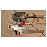 Tool Lot Hand Saws Pole Pruner and Shovel