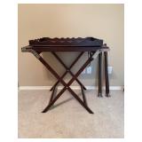 Wooden Butler Tray Table With Removable Tray