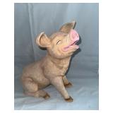 Painted Resin Laughing Piglet Figurine