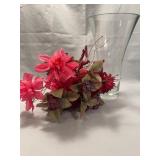 Clear Glass Vase with Faux Floral Arrangement