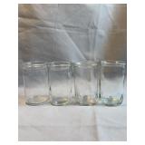4 Clear Glass Star Pattern Jelly Jars