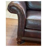 Brown Leather Three-Cushion Sofa