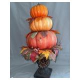 Artificial Pumpkin Topiary in Black Urn