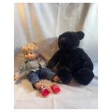 Boy Doll Black Plush Bear and Doll Shoes