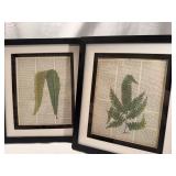 Pair Framed Botanical Prints on Dictionary