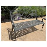 Cast Aluminum Garden Bench with Scroll Back