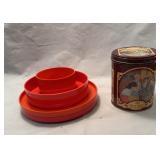 Nestle Tin and 4 Plastic Nesting Trays