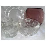 Cranberry Pyrex And Glass Bakeware Assortment