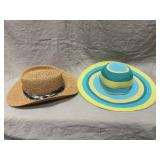 Two Paper Straw Hats Fedora and Scala