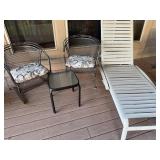 Wrought Iron Patio Chairs, Chaise and Table