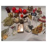 Christmas Ornament Lot Glass Beaded and Crowns