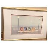 Framed Striped Deck Chairs Seaside Print