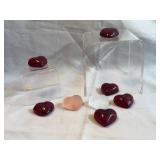 8 Puffed Glass Hearts with 2 Acrylic Risers