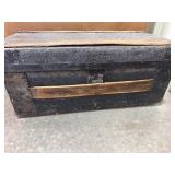 Antique Wood and Embossed Tin Trunk