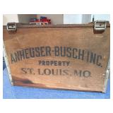 Anheuser-Busch Budweiser Wood Crate Hinged Lid